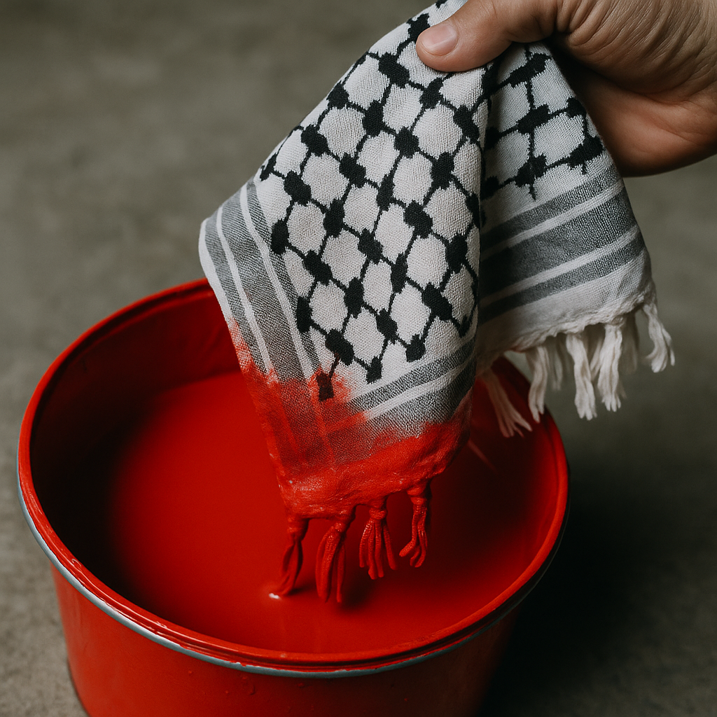 keffiyah-dipped-in-adam-israel keffiyeh dipped in Israeli blood for Palestinian statehood.